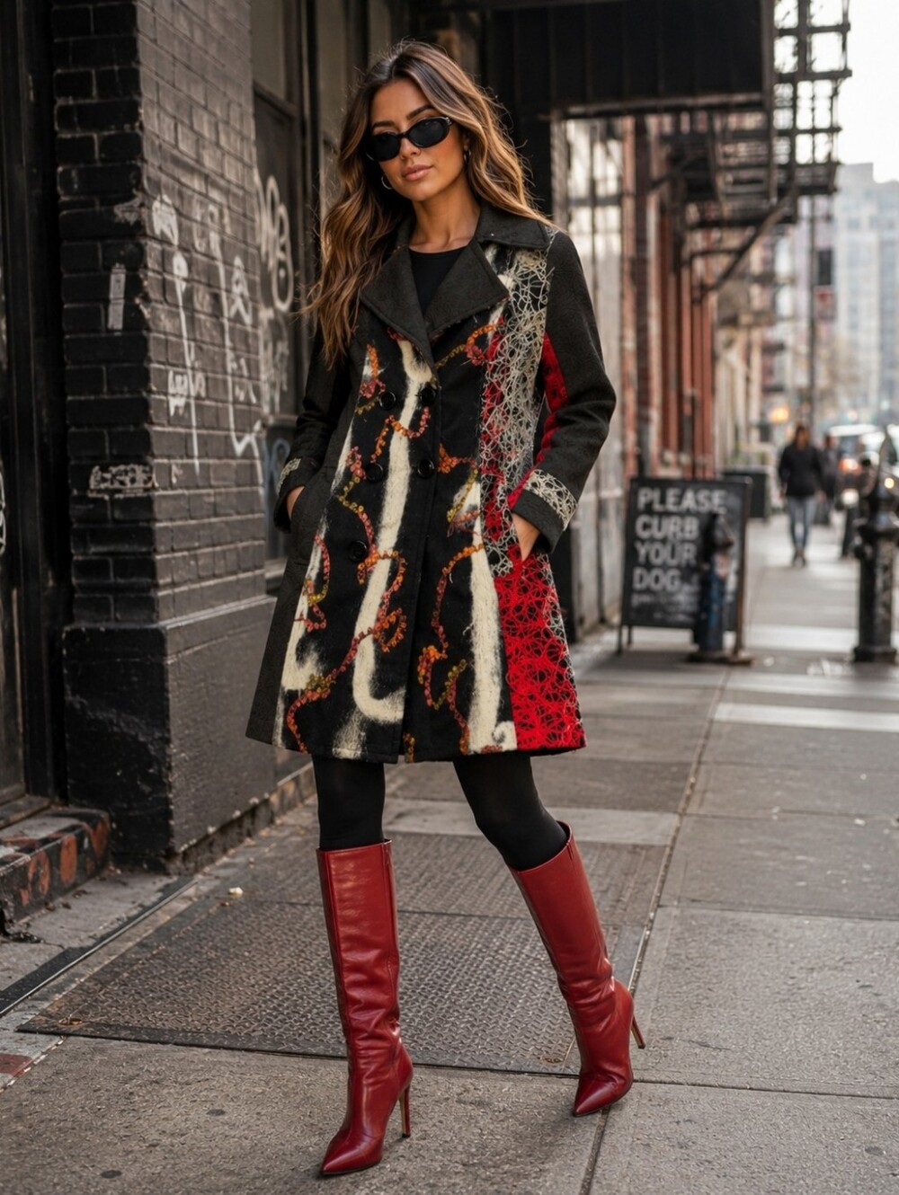 Neslay Paris Vin Morigirls Boho Patchwork Theme Dbl Breasted Peacoat Jacket Sz M